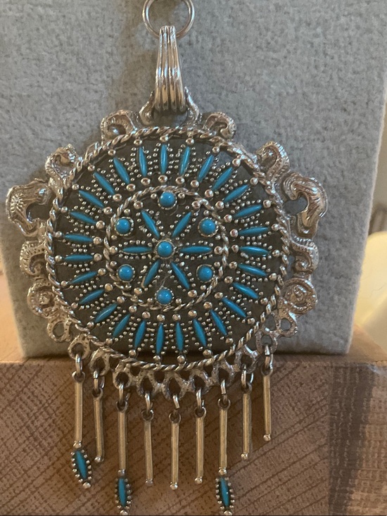 Source Unknown Jewelry - Turquoise Color Silver-Tone Bohemian Pendant Necklace - Women Jewelry